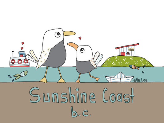 Seagulls & Tugboat Sunshine Coast card