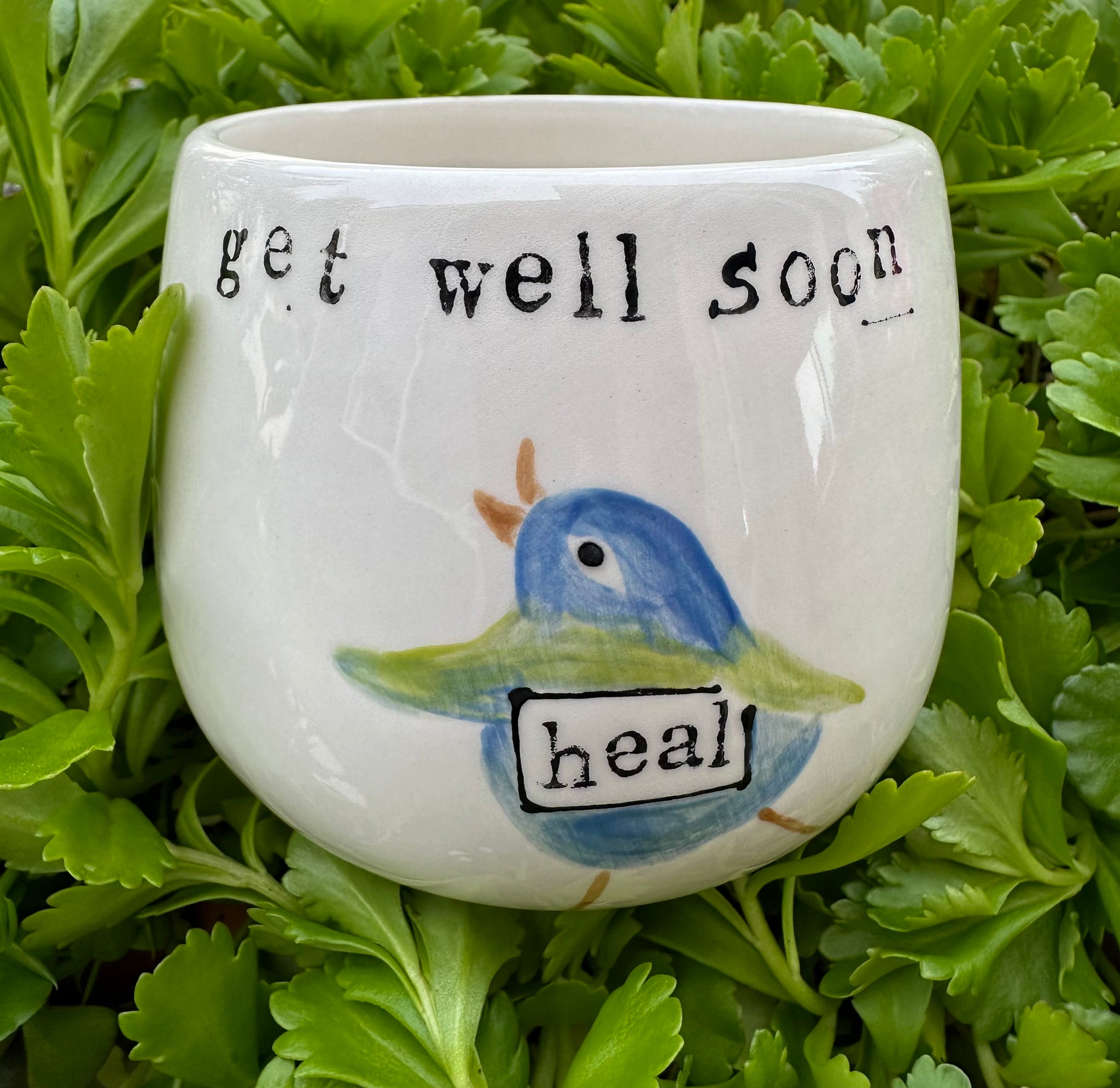 “Get well soon-heal” vase planter