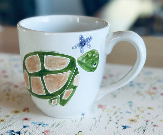 Turtle & Starfish large coffee / tea mug