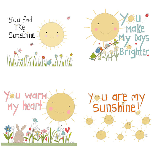 Sunshine set of 4 greeting cards