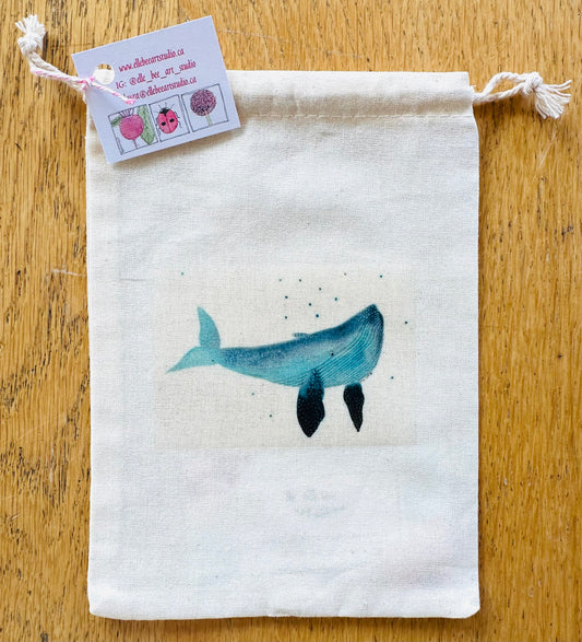 Whale & bubbles drawstring bag
