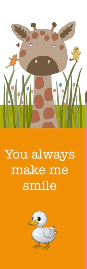 You always make me smile / giraffe bookmark