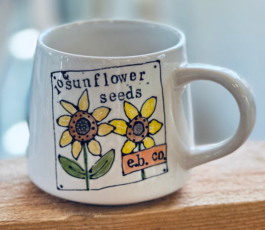 Sunflower seed packet mug