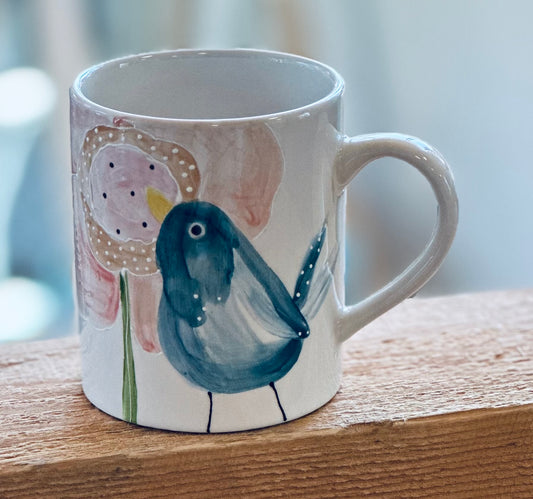 Bluebird and Poppy mug