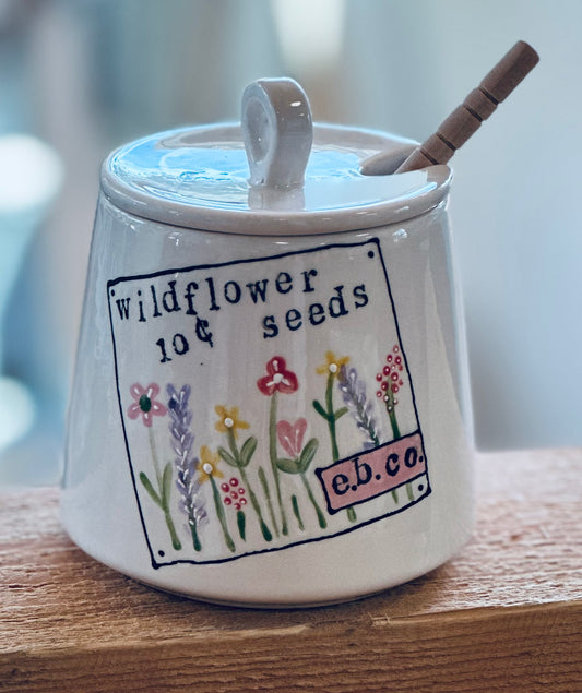 Wildflower seed packet honey pot