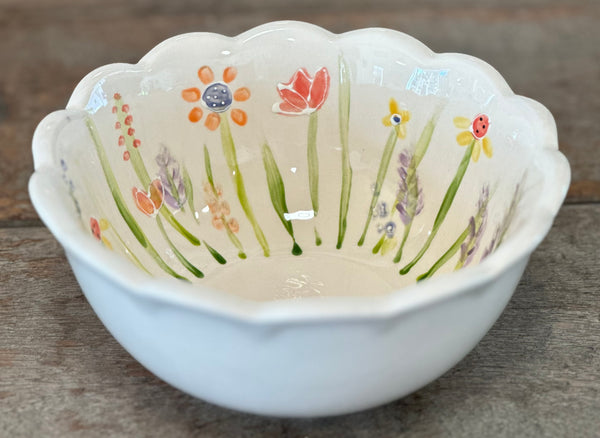 Wildflower scalloped bowl