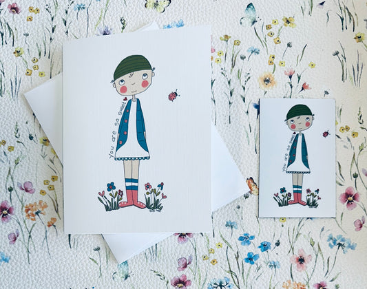 You are so sweet SET greeting card + magnet