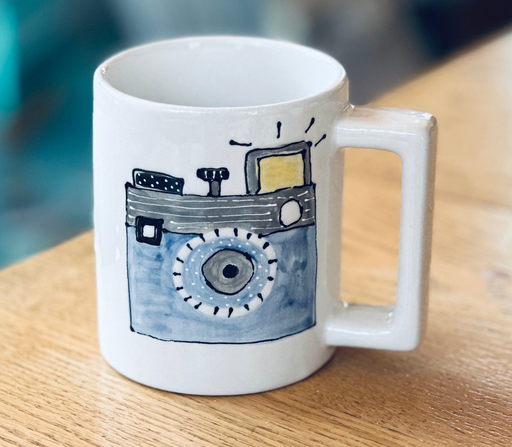 Vintage camera mug navy