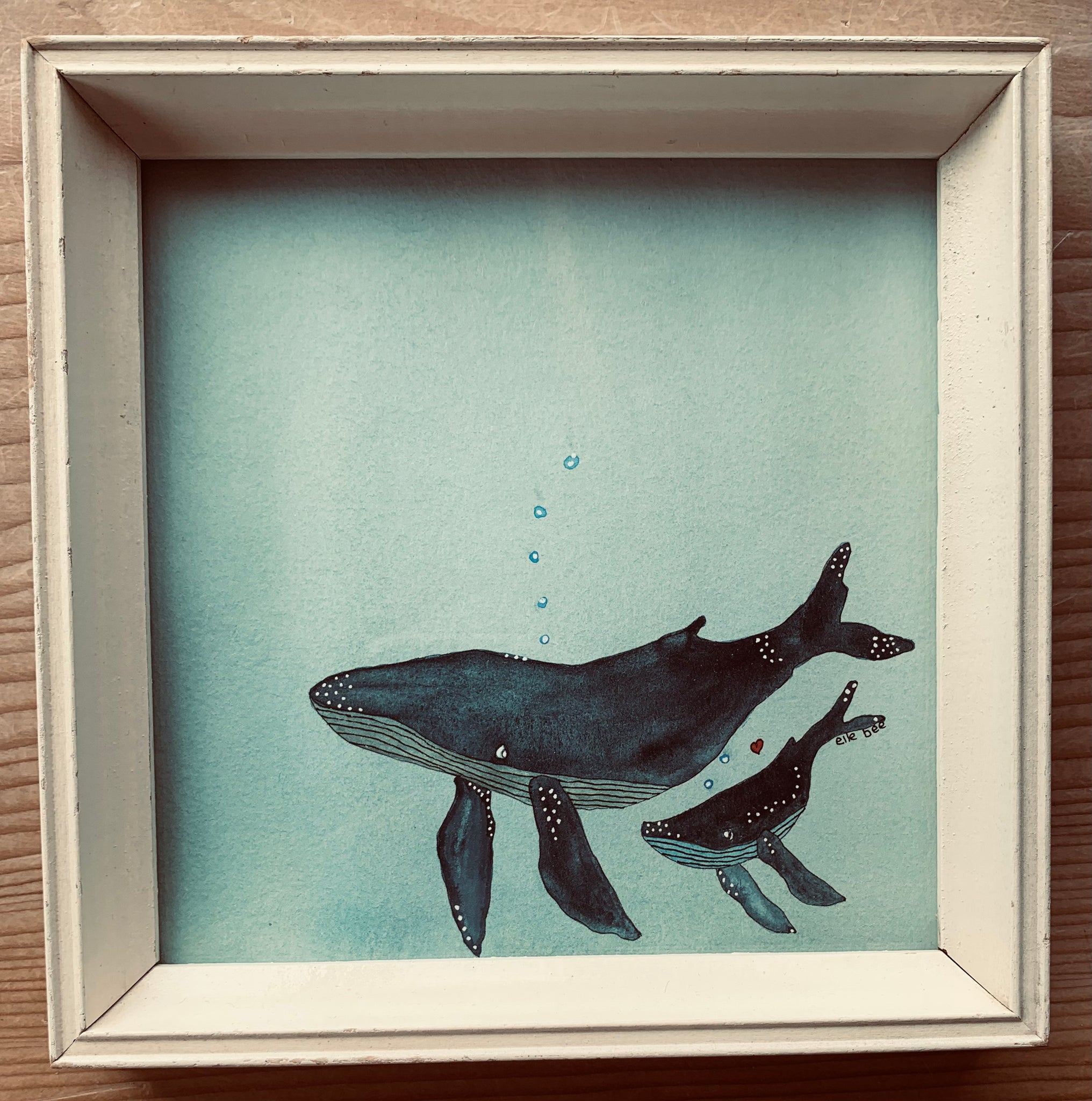 "Under the sea" original watercolour whales