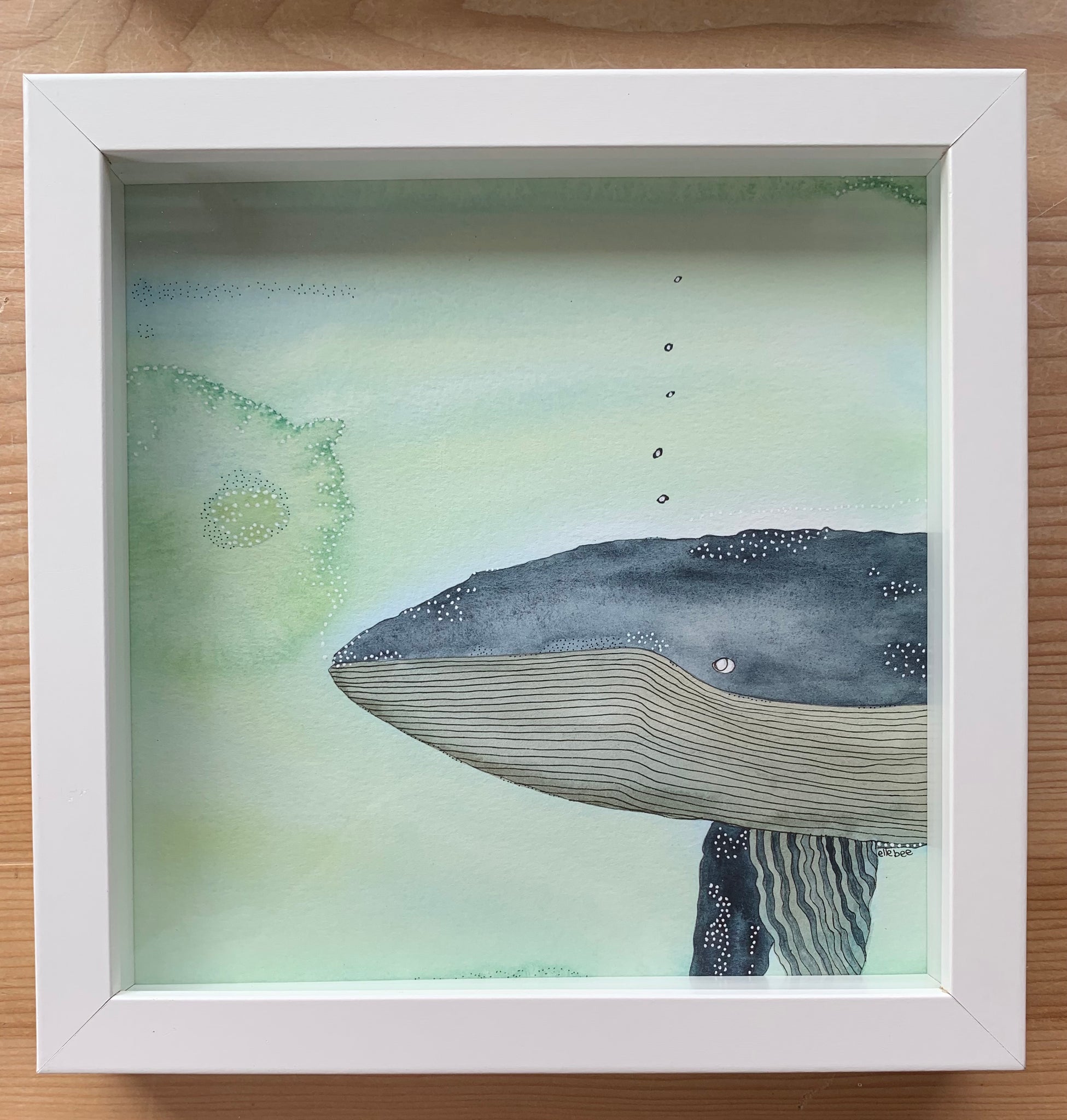 "Bubbles" original watercolour whale