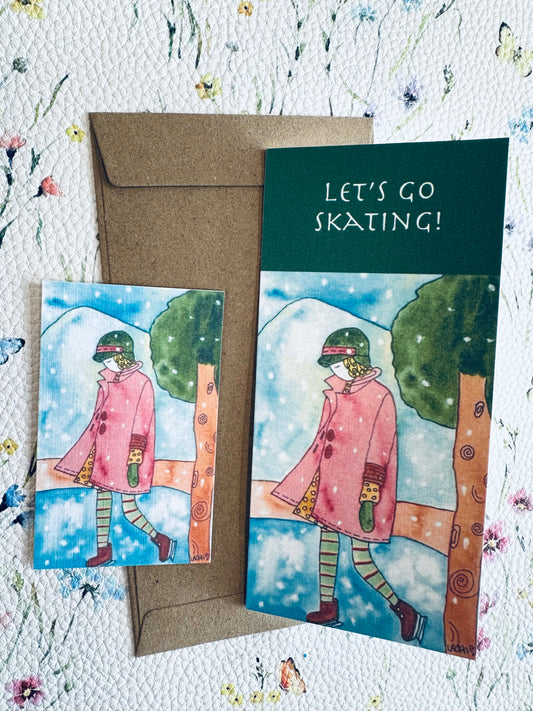 Let’s go skating greeting card & matching bookmark