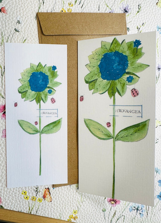 Hydrangea greeting card & matching bookmark