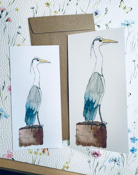 Great Blue Heron greeting card & matching bookmark