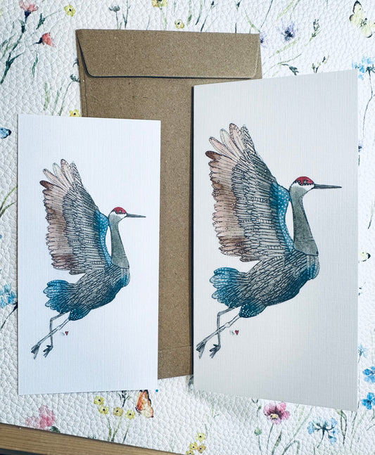 Sandhill Crane greeting card & matching bookmark