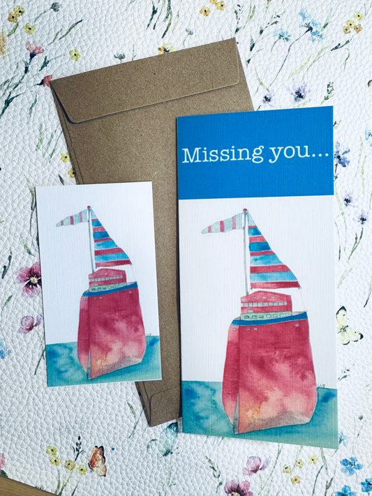 Missing you greeting card & matching bookmark