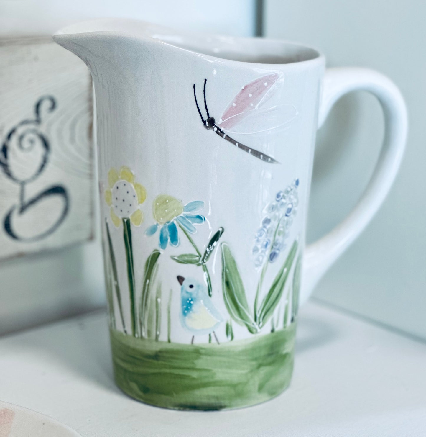 Bluebirds Garden large jug / vase