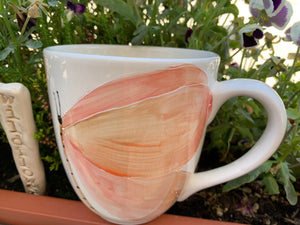 Butterfly and Tulip large mug hand painted