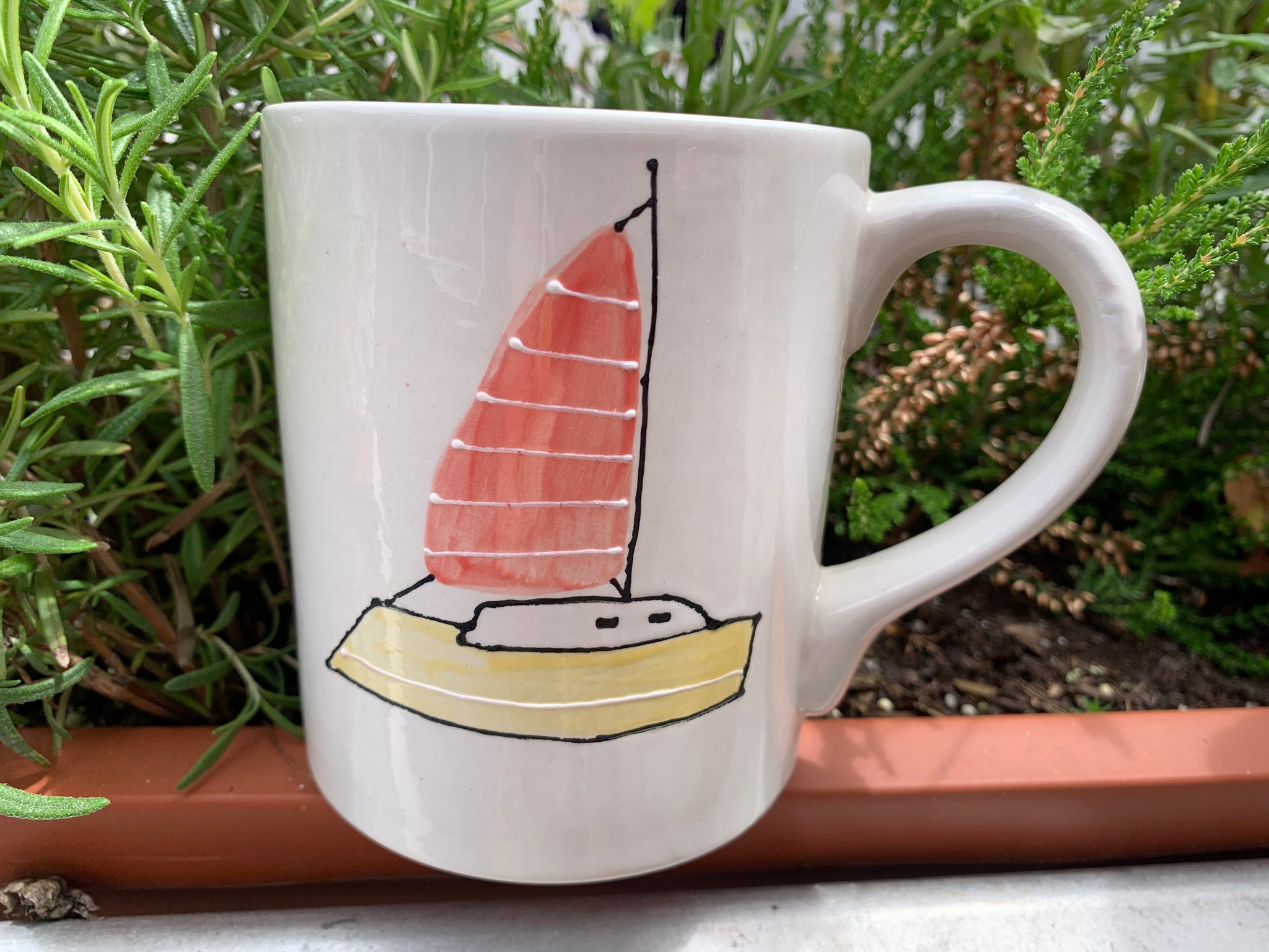 Sailing mug hand painted