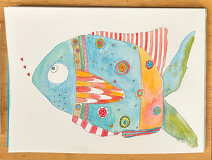 Fishy Kisses Original watercolour