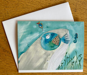 Conversations with a Puffer Fish greeting card