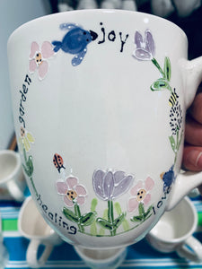 “Healing garden wreath” large coffee or tea mug