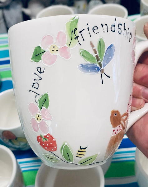 “Friendship wreath” large coffee or tea mug