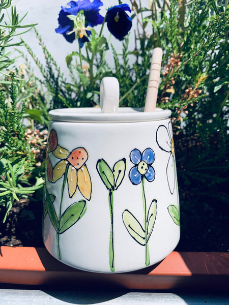 "Blue Tit bird in the garden" honey pot