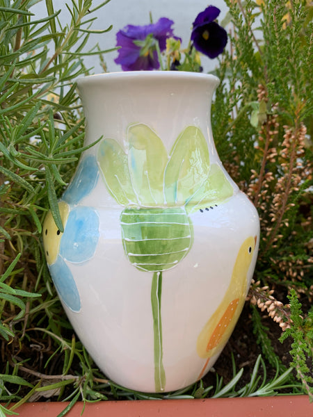 “Ducks & flowers” vase