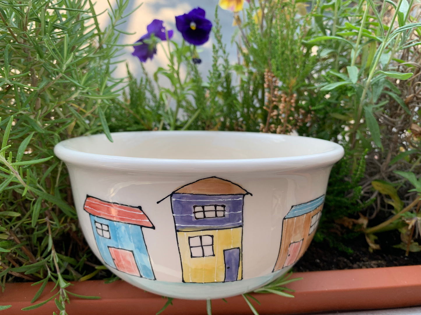 “Beach Huts” small serving bowl