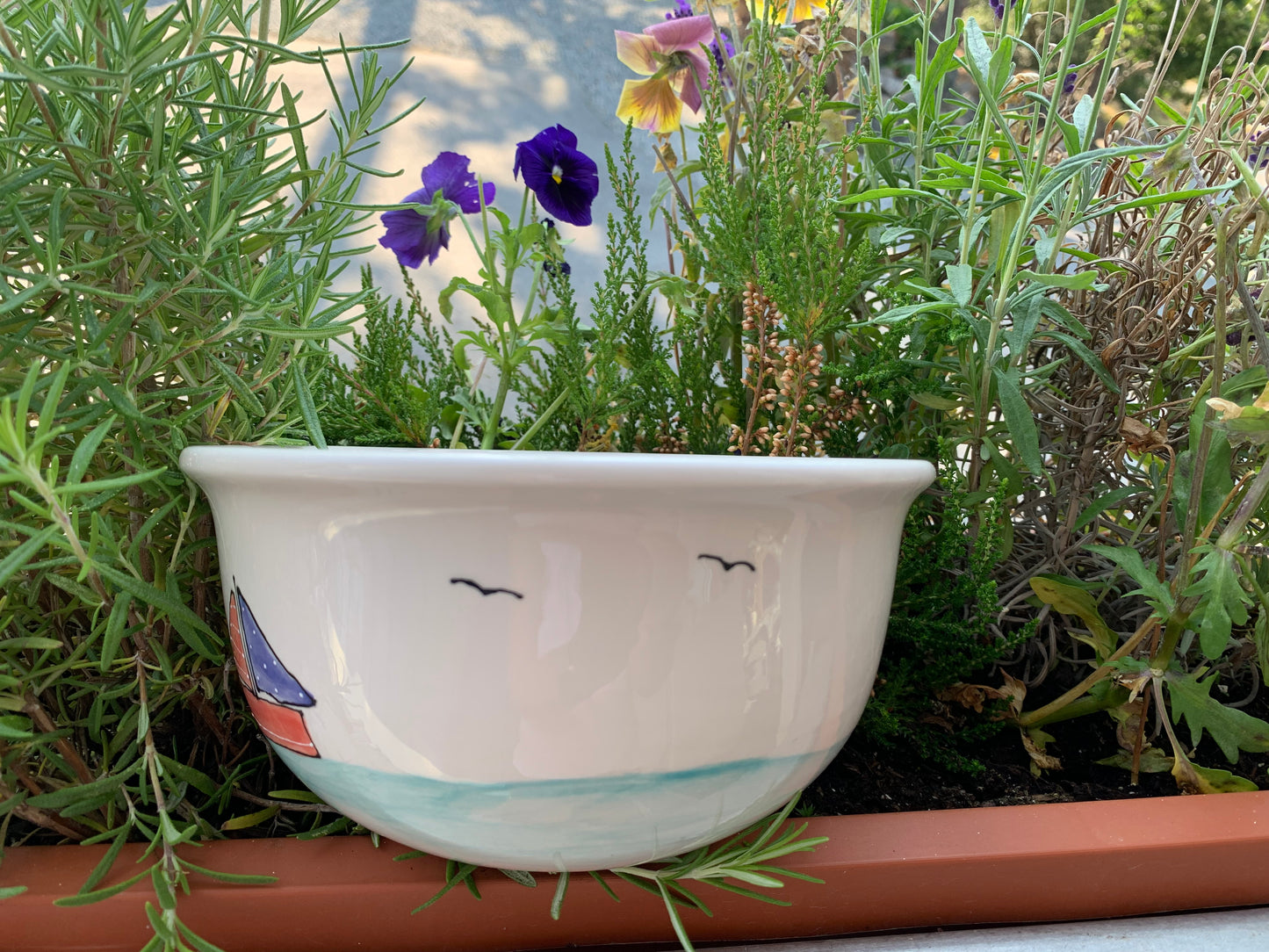 “Beach Huts” small serving bowl