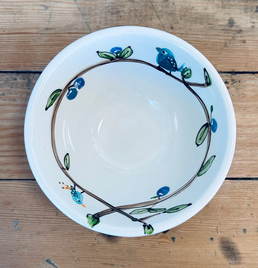 Bluebirds on a branch dip / snack bowl