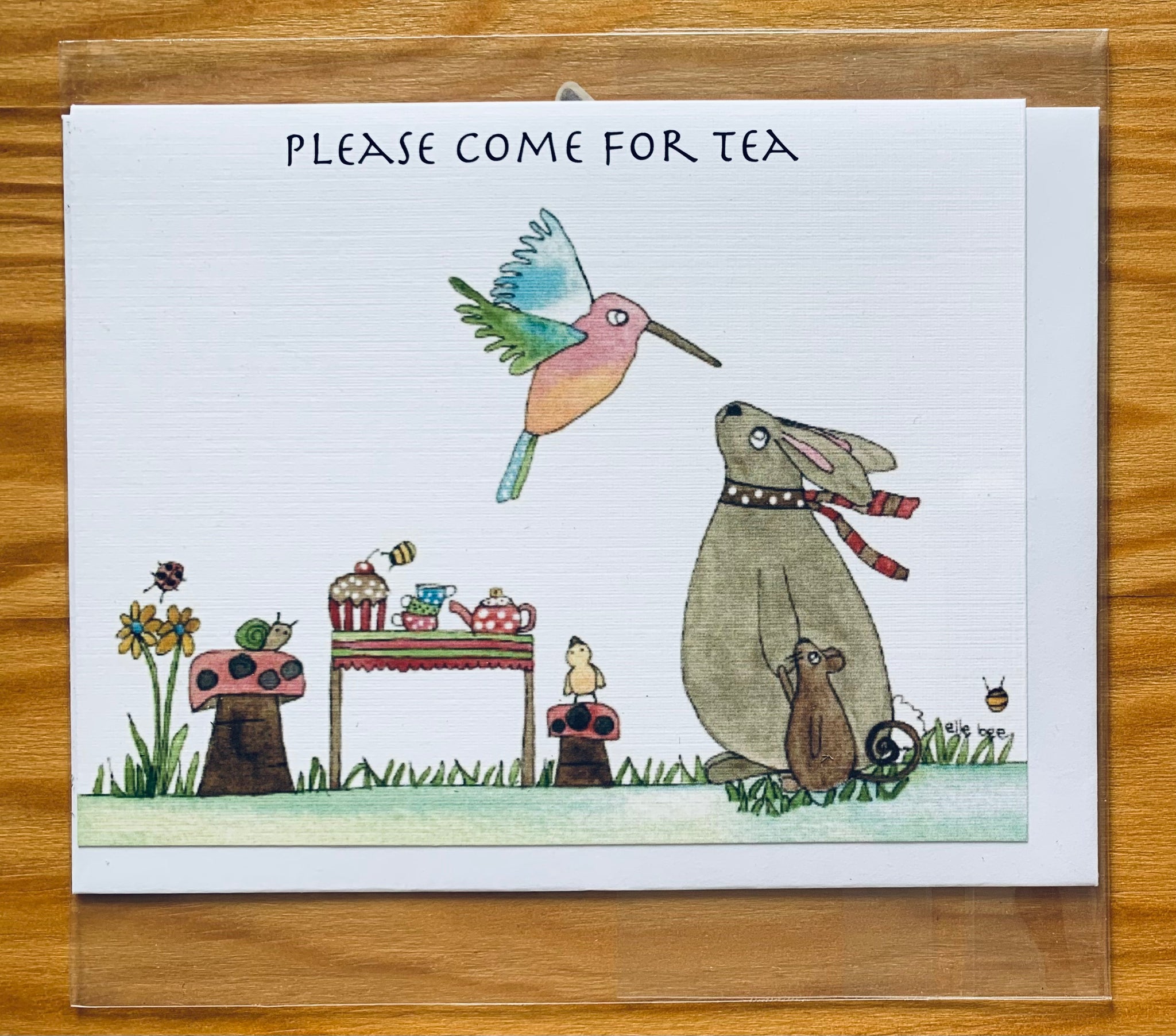 "Please come for tea" greeting card