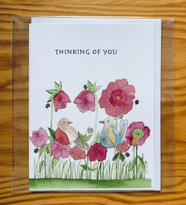"Thinking of you (birds)" greeting card