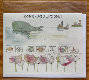 "Congratulations (whale & poppies) greeting card