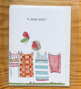 "I miss you (clothesline)" greeting card
