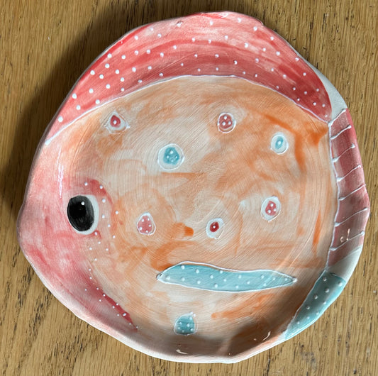 Orange & red fish ring plate