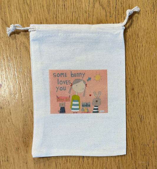Some Bunny Loves You Drawstring bag