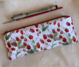 Raspberries and polka dots pencil / paintbrush case
