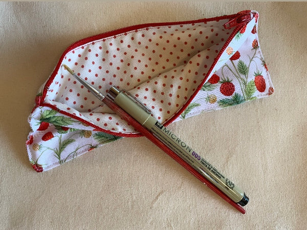 Raspberries and polka dots pencil / paintbrush case