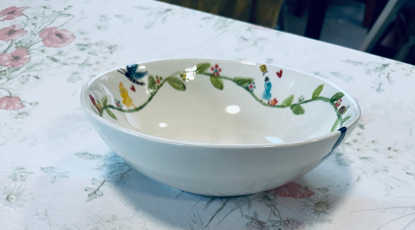 Birds on a vine pasta bowl