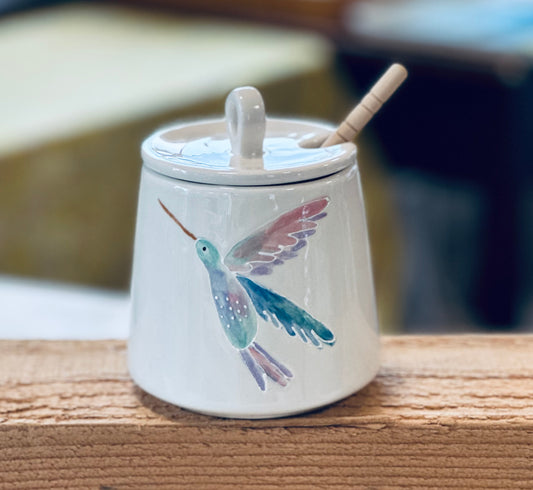 Hummingbird honey pot