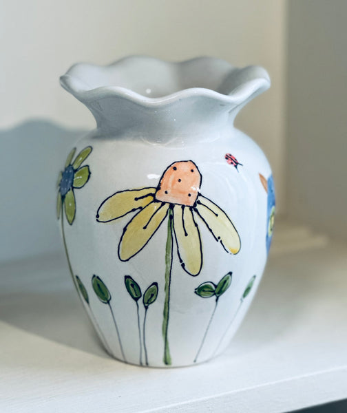 Bluebird in the Wildflowers vase