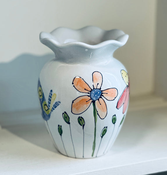 Bluebird in the Wildflowers vase