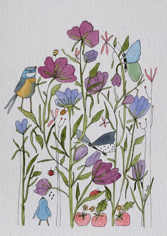 “Purple Wildflower Garden” original watercolour
