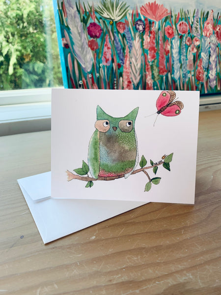 Greeting card "Owl and Moth"