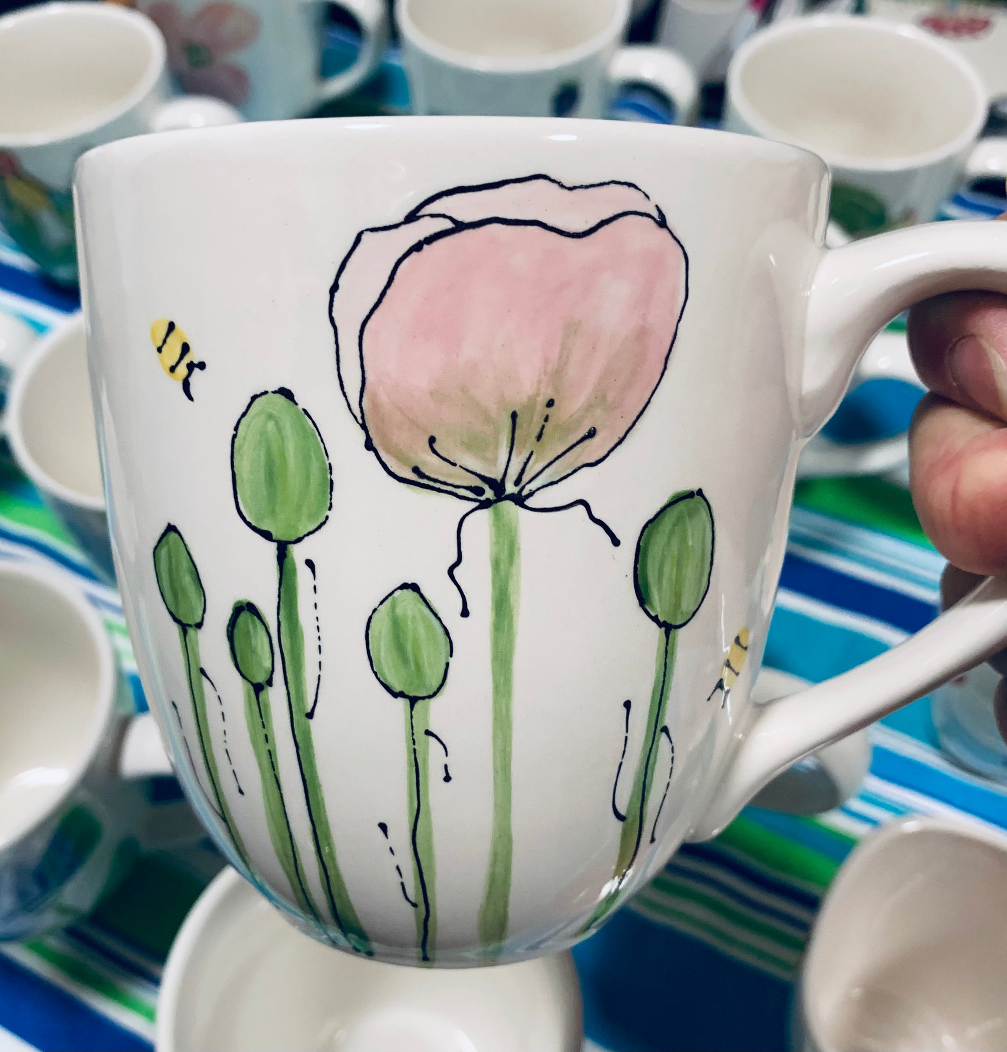 “Poppies” large coffee / tea mug