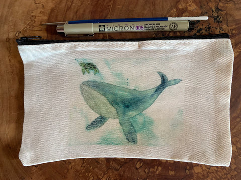 “Whale & Turtle” pencil / paint brush / make up case