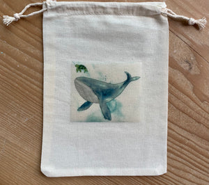 Blue Whale & Turtle - drawstring bag