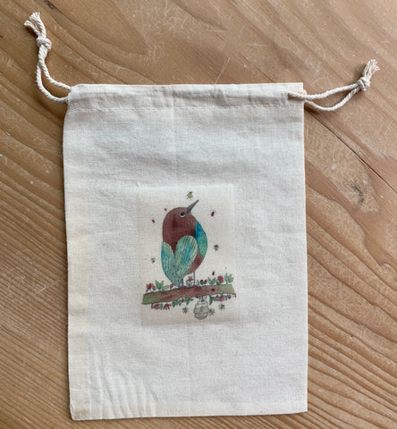 Little Bird and the Beehive - drawstring bag