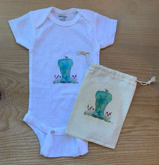 Elephant and birdie Onesie 0-3 months newborn